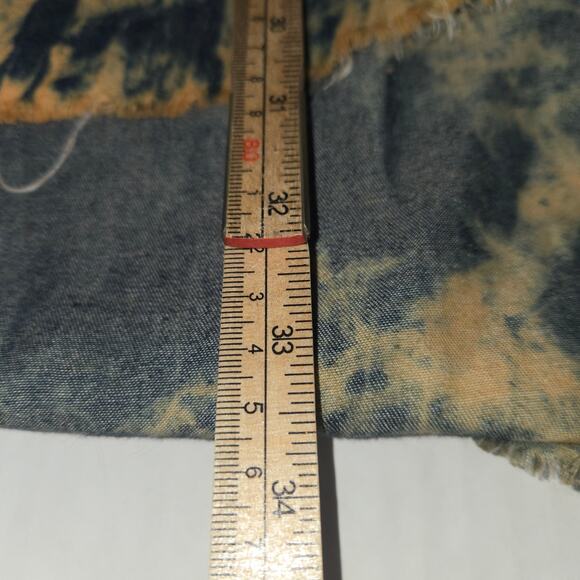 Thrill Jeans Women Medium Button Up Hi Low Shirt Tie Dye Roll Tab Distressed 1.5 - Picture 8 of 12